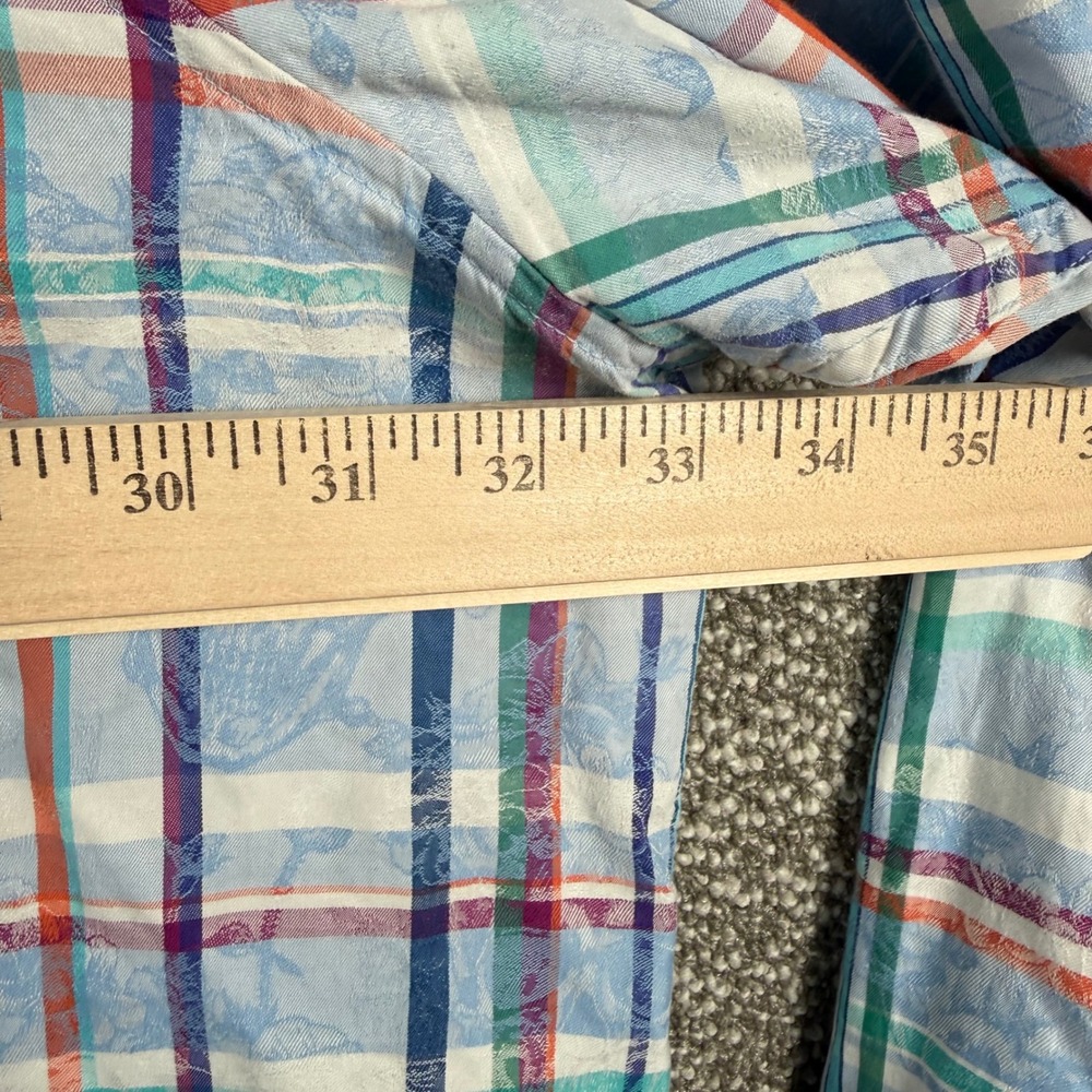 Robert Graham Plaid Skull Jacquard Shirt Mens 4XLT Blue Multi Long Sleeve Button - Picture 6 of 9